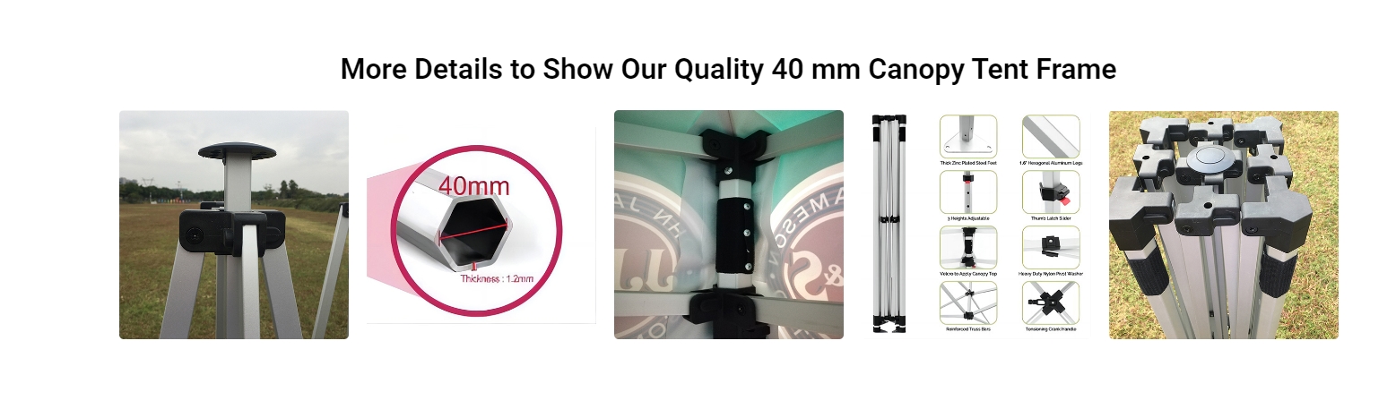 40mm 텐트 프레임 세부 정보